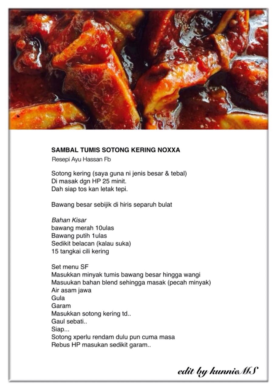 Kumpulan Resipi Sedap Dan Menyelerakan Sambal Tumis Sotong