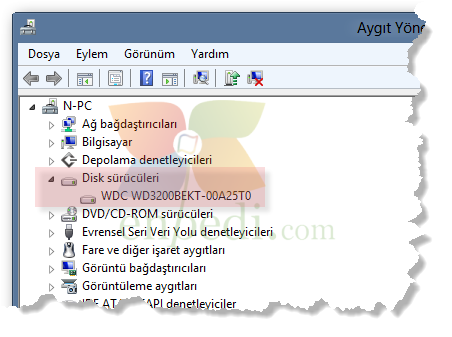 harddisk terfisi isletim sisteminin