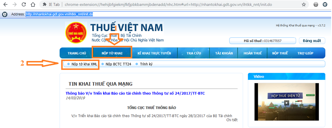 Hướng dẫn kê khai thuế nhantokhai noptokhai gdt gov vn