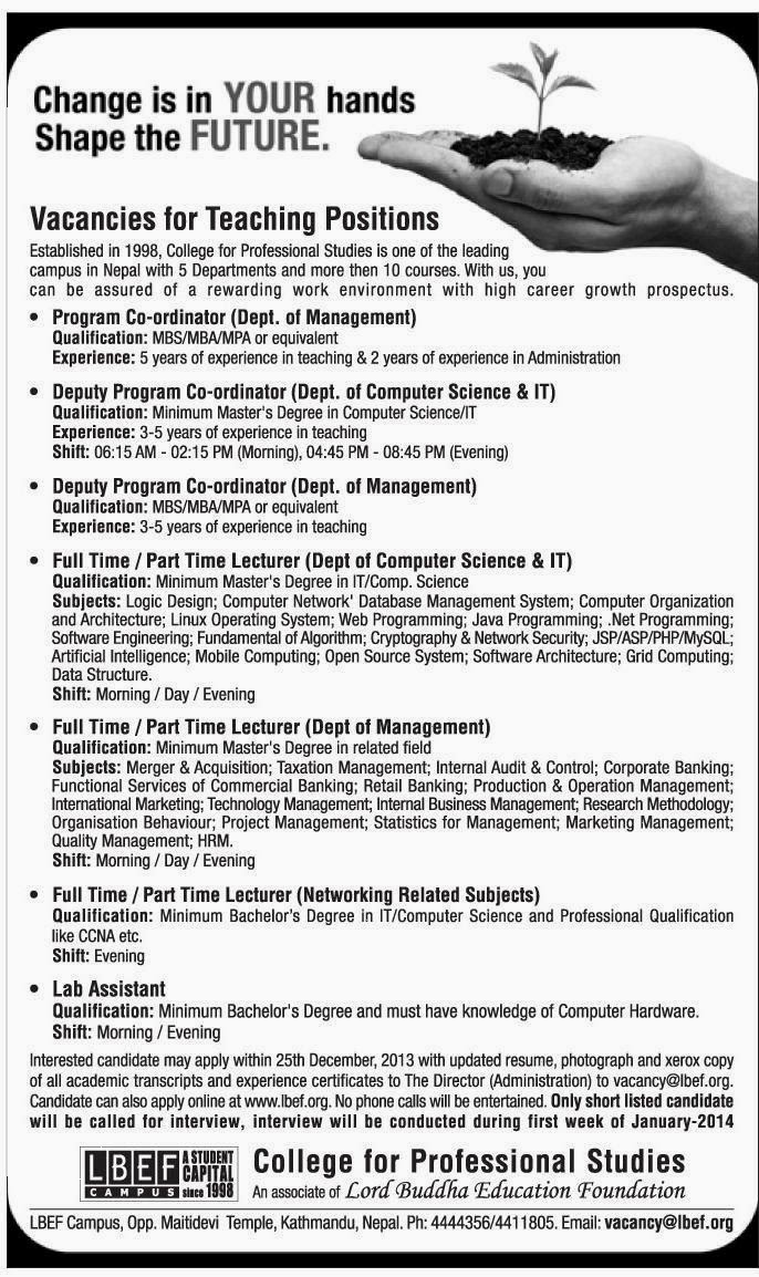 Job Vacancies Lord Buddha Education Foundation Jobs in Nepal