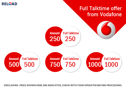 Vodafone Offers: Vodafone Online Recharge Talk Time and Sms Packs