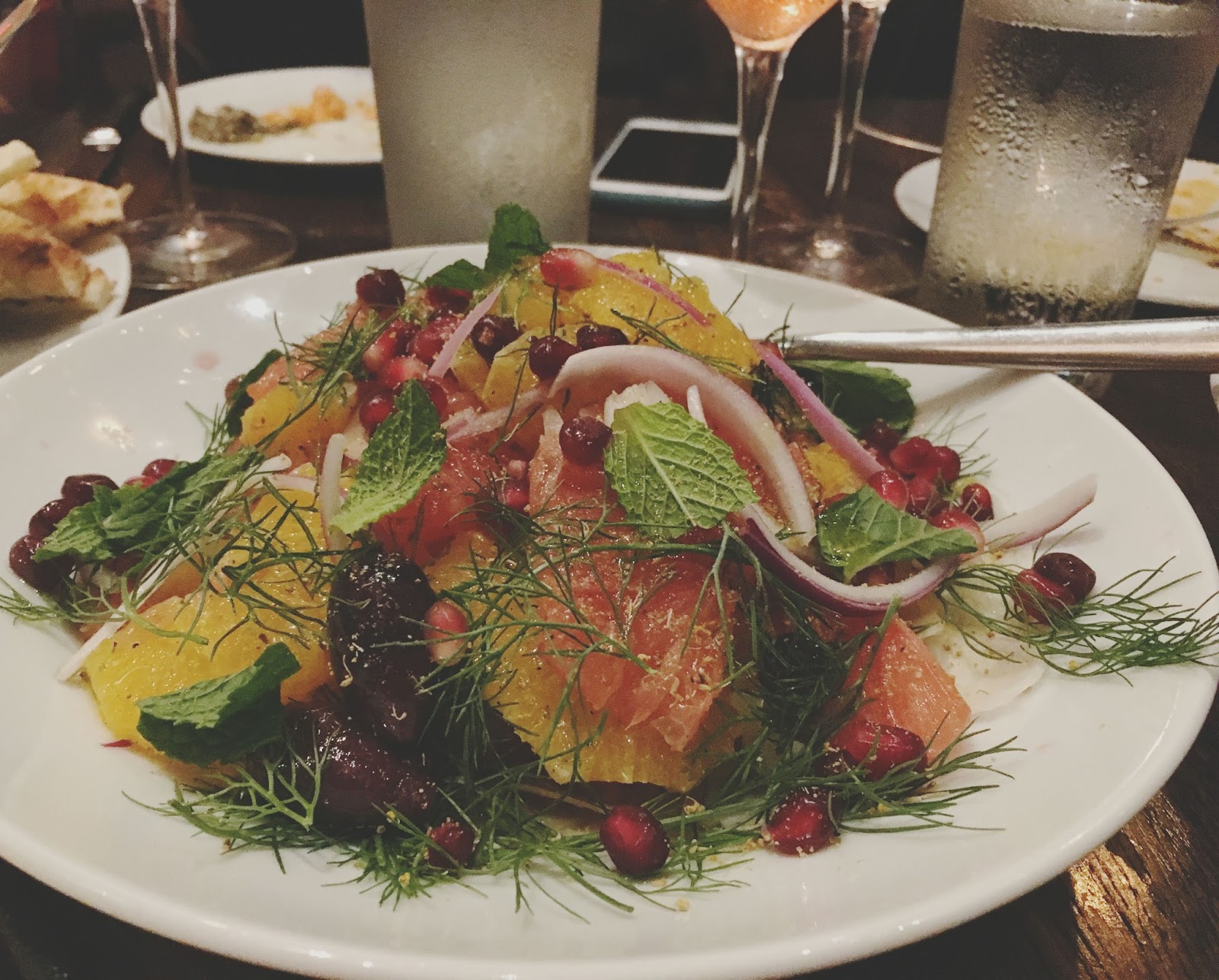 citrus and fennel salad at Helen Greek Food and Wine, a restaurant in Houston, Texas