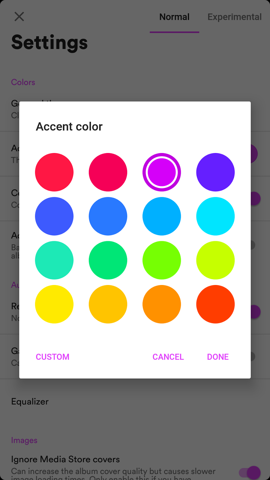 selecting and choosing different color accents