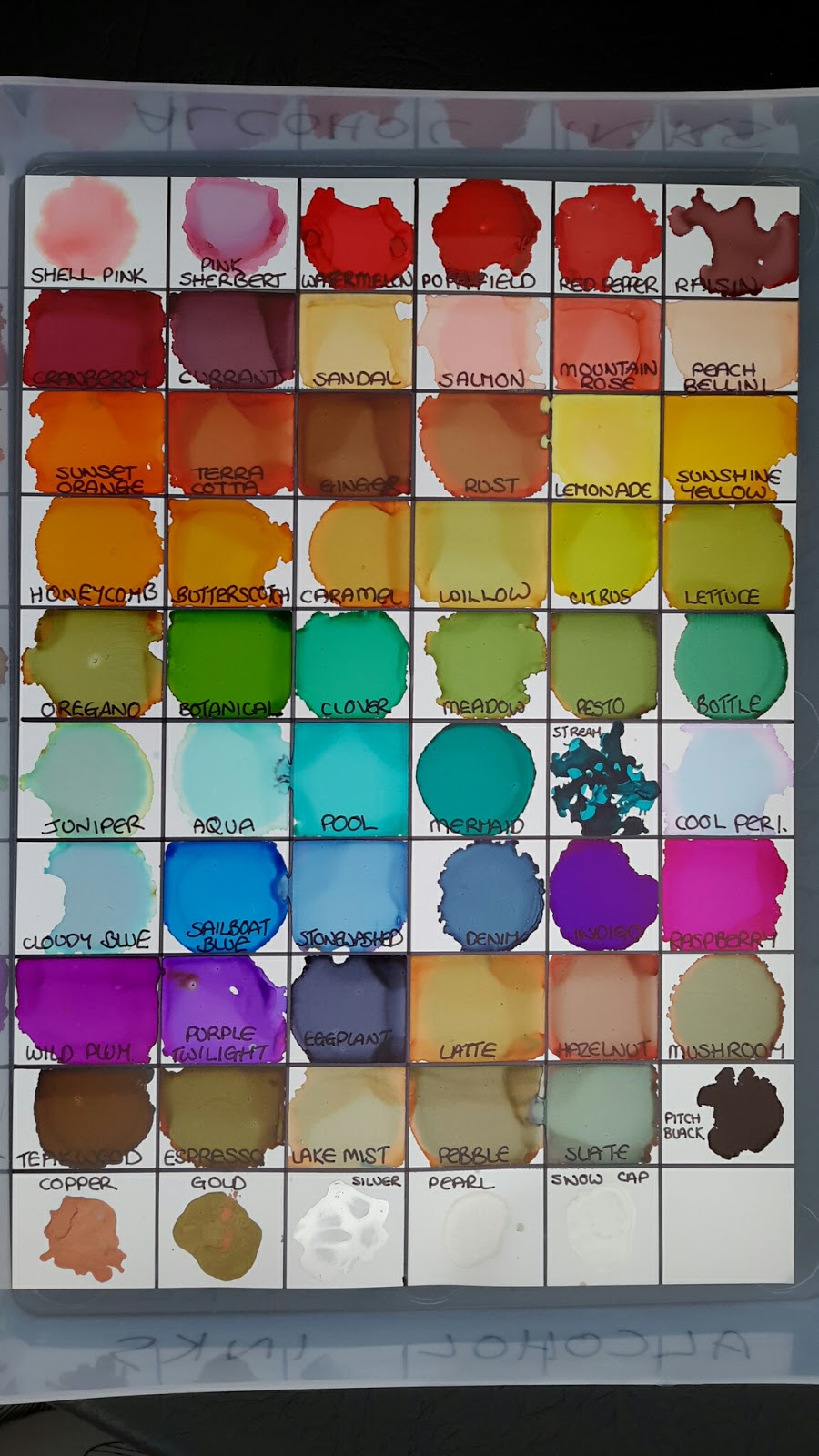 Adirondack Alcohol Ink Colour Chart