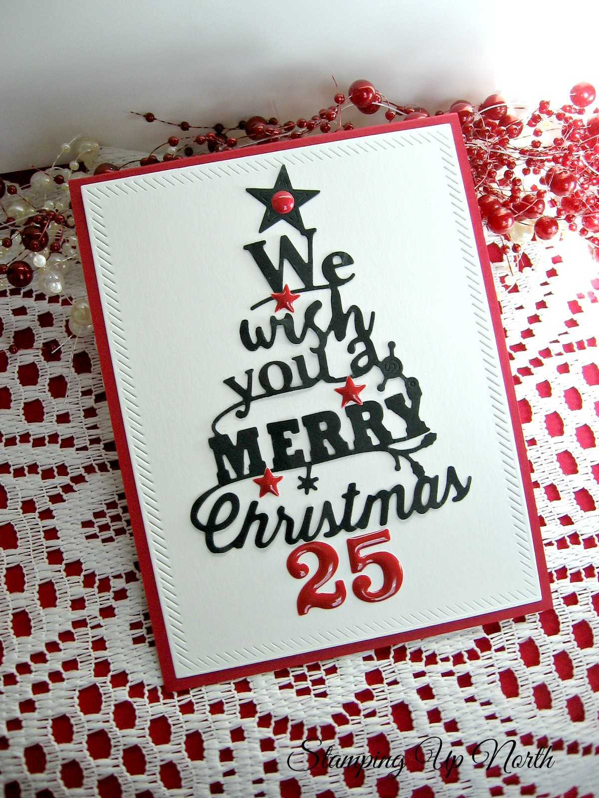 stamping up north with laurie Memory Box Merry Christmas tree Die