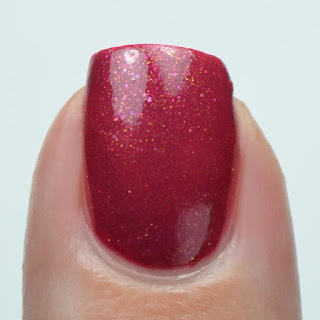 red nail polish with shimmer