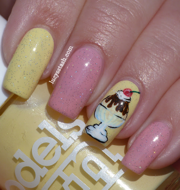 Ice Cream Sundae nail art manicure with tutorial