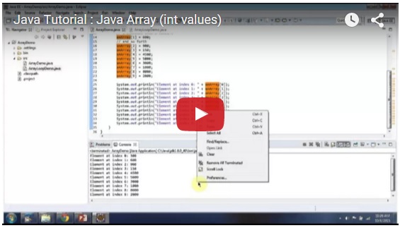 JAVA EE: Java Tutorial : Java Array (int values)