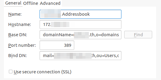 การเซท LDAP Address book (Thunderbird) iRed Admin