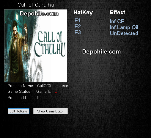 Call of Cthulhu (PC) Sınırsız CP,Lamba Yağı +3 Trainer Hilesi