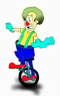 ilustração de palhaço em um monociclo