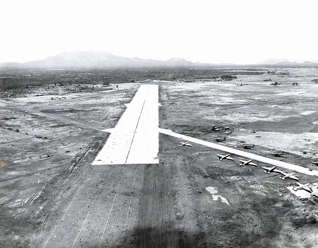 The runway at Lipa Airstrip, 1945.  Image source:  United States National Archives.