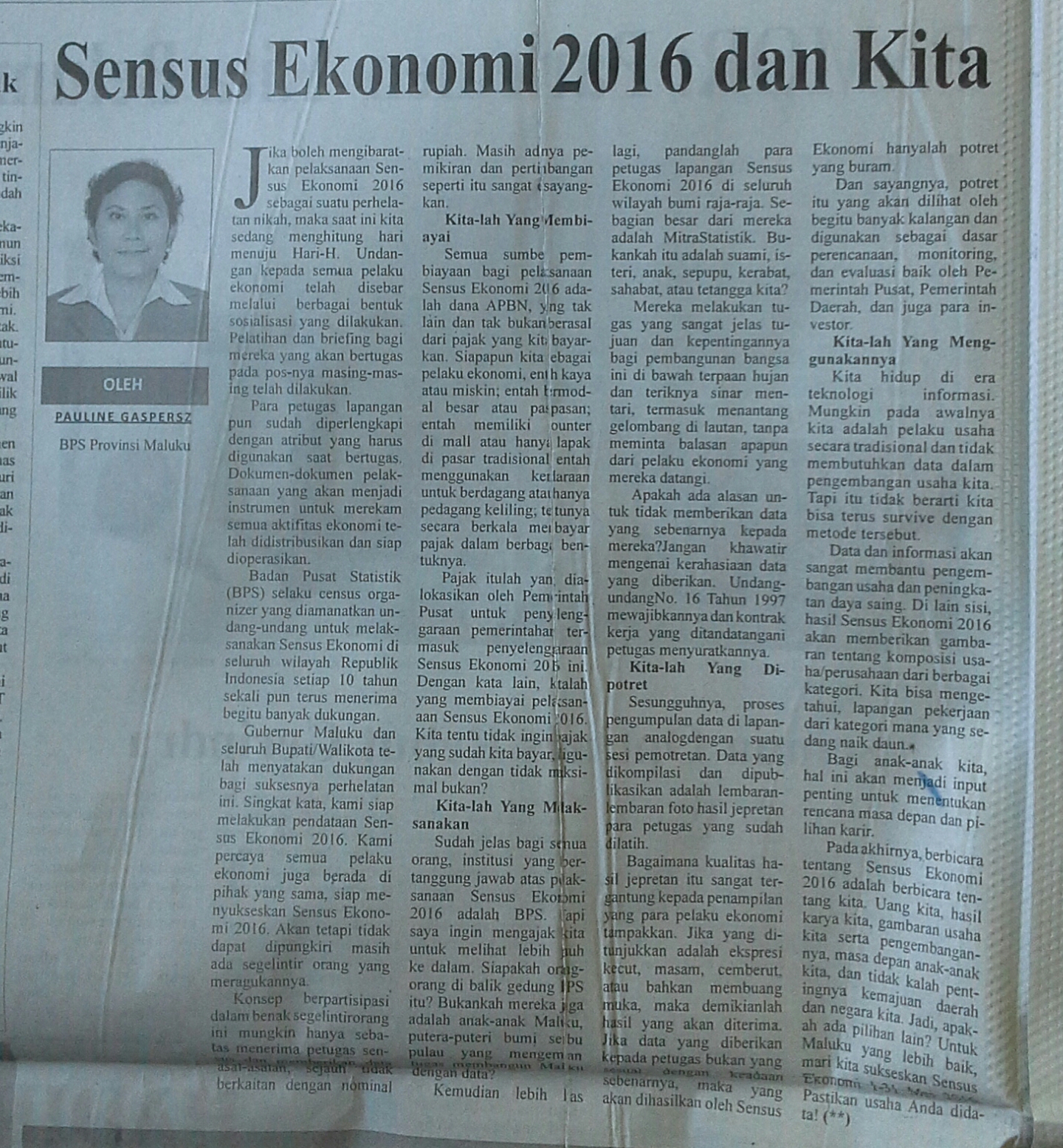 Sensus Ekonomi 2016 dan Kita