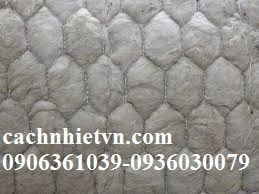 Bông khoáng rockwool dạng cuộn có lưới Bông cách nhiệt Rockwool có lưới