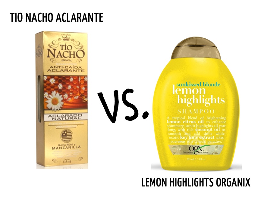 Tío Nacho aclarante versus Lemon Highlights de Organix Cabellos C
