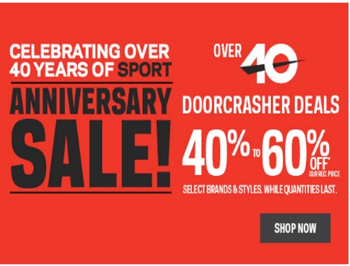 Sportchek 40th Anniversary Sale 40-60% off Doorcrashers Sportchek 40th Anniversary Sale 40-60% off Doorcrashers