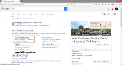Masuk ke halaman resmi Driver Acer