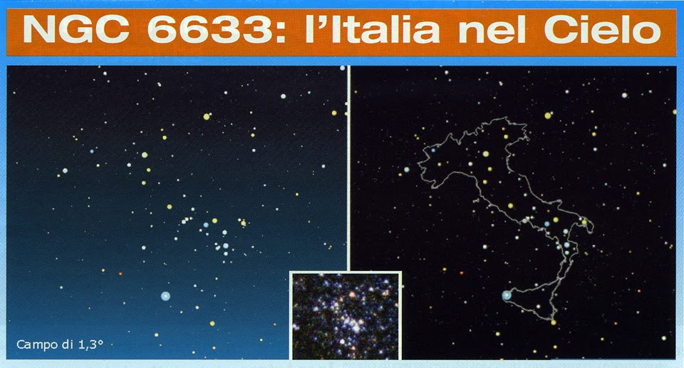 NGC 6633 Ammasso stellare Italia nell'Ofiuco, astronomia, notizie, osservazioni sull'Italy Cluster