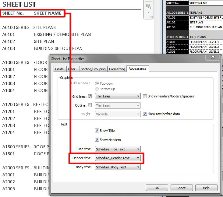 Revit Link Revit Schedules How to Format Headers