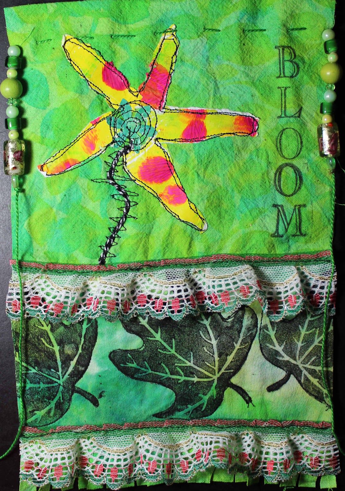 The Hoarder's Art Room Mixed Media and Fabric Flags