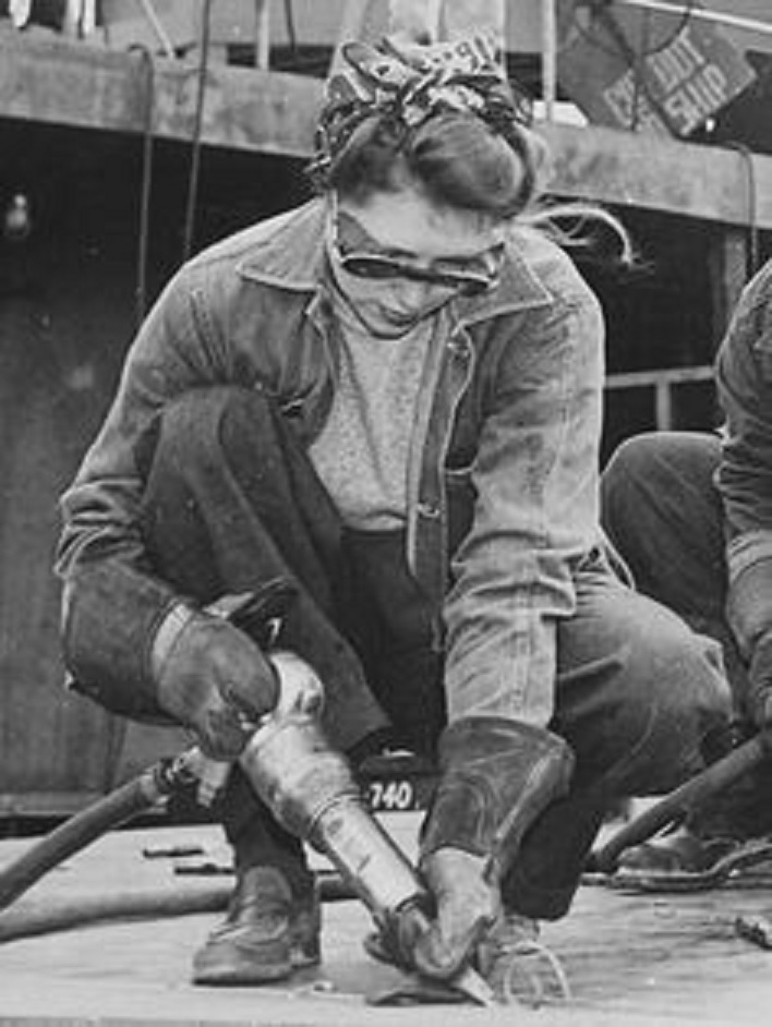 1940's. Sheetmetal worker at the shipyards