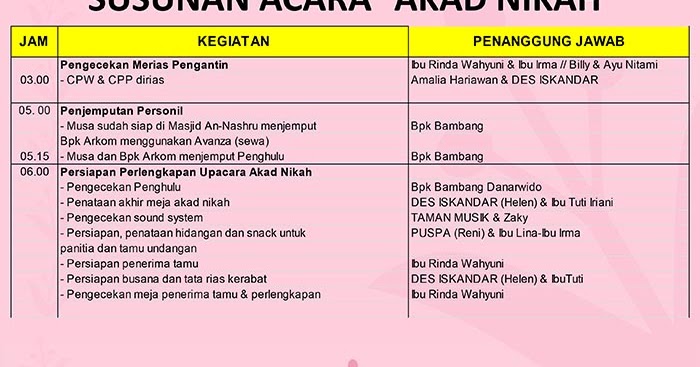 Berikut Contoh Susunan Acara Pernikahan Di Gedung | INSPIRASI PERNIKAHAN