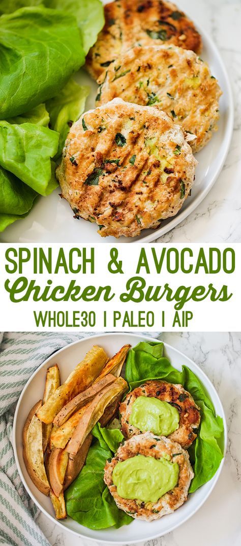 Healthy Spinach Avocado Chicken Burgers