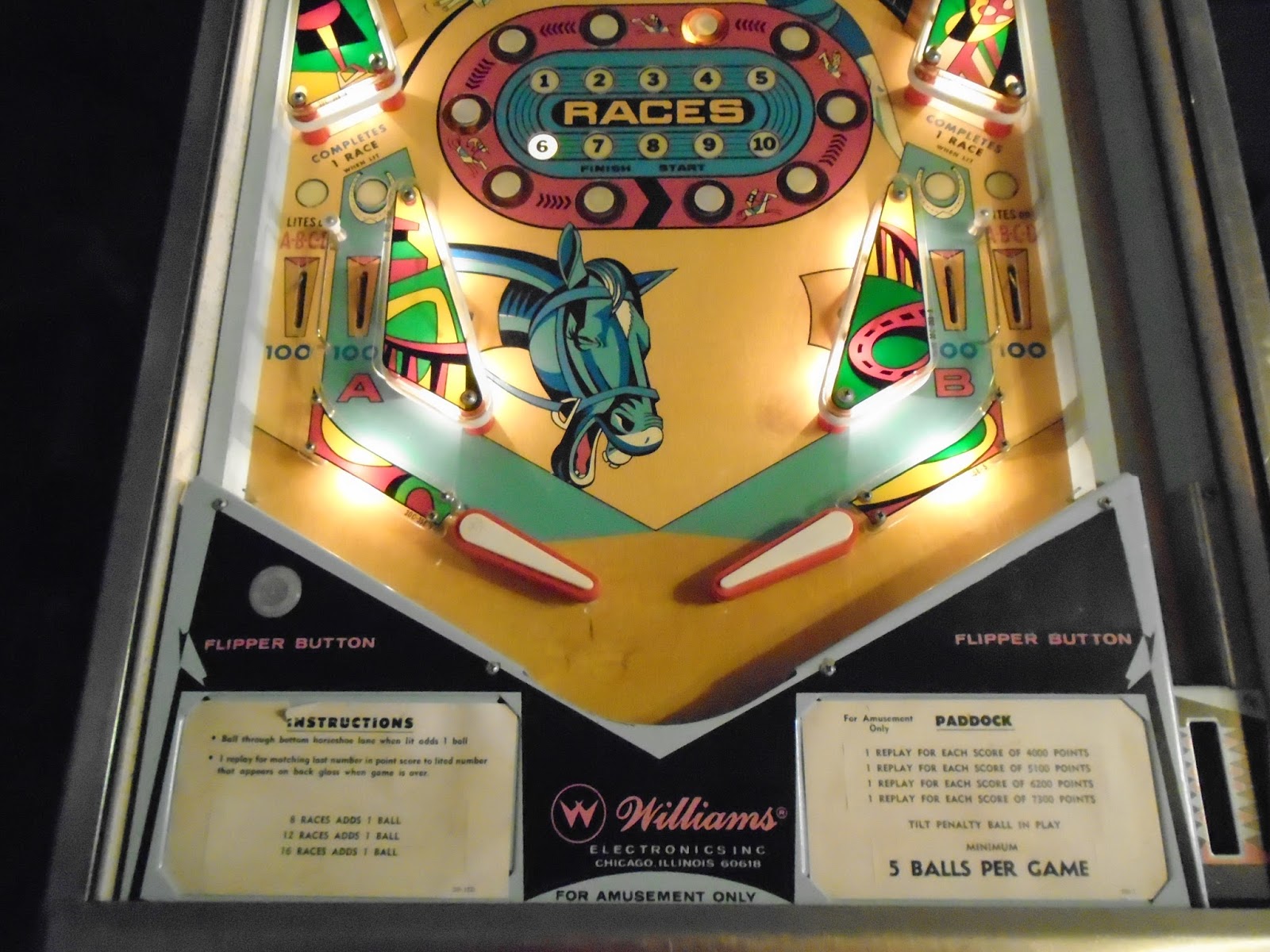 Canon City Pinball 1969 Williams Paddock Pinball Machine (Sold)