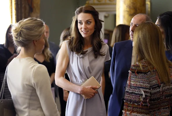 Kate Middleton  wore her Michael Kors coatdress today. Duchess wore her Roksanda Ilincic 'Peridot' dress underneath. L.K. Bennett Clutch and Fern pumps
