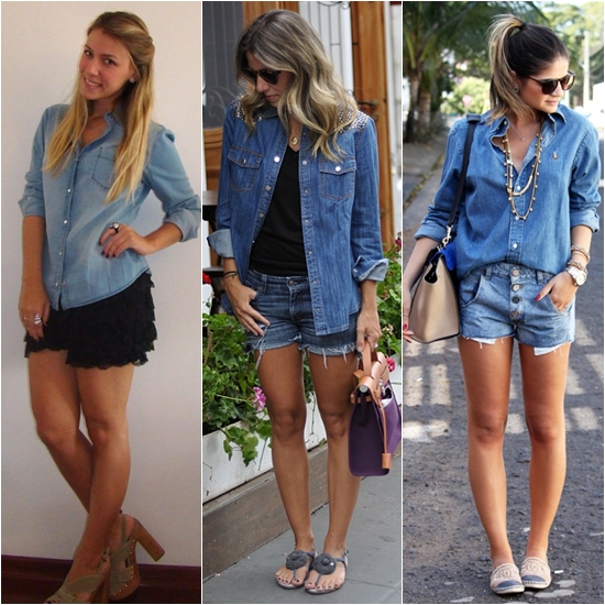 short jeans com jaqueta jeans