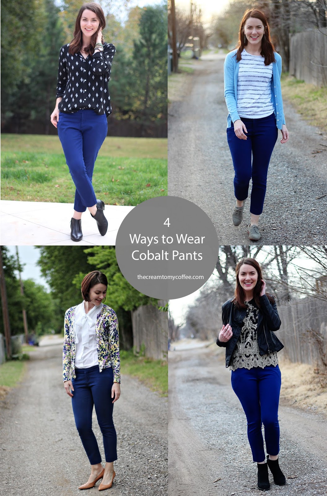 4 (more!) Ways to Wear Cobalt Pants | The Cream to My Coffee