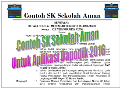  Program Sekolah Aman merupakan realisasi dari Permendikbud No Contoh SK Sekolah Aman SD 2016