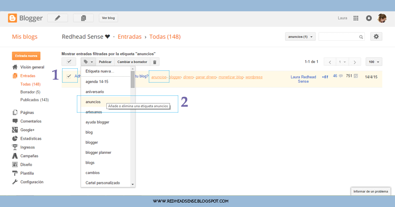 entradas posts etiquetas