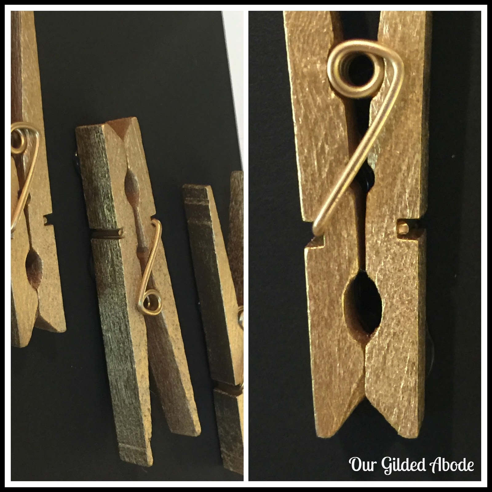 Our Gilded Abode Laundry Room Clothespin Decor