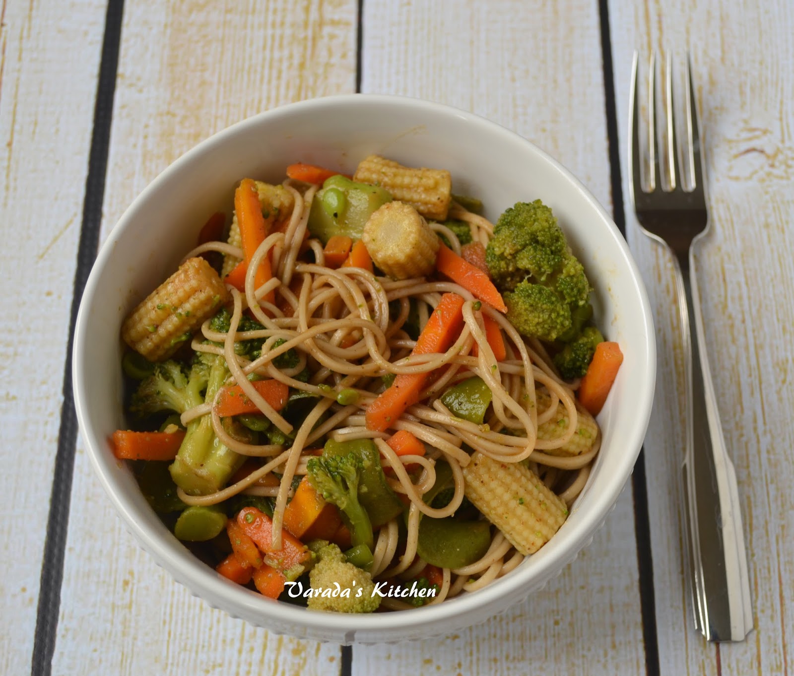 Microwave Steamed Vegetables with Soba Noodles