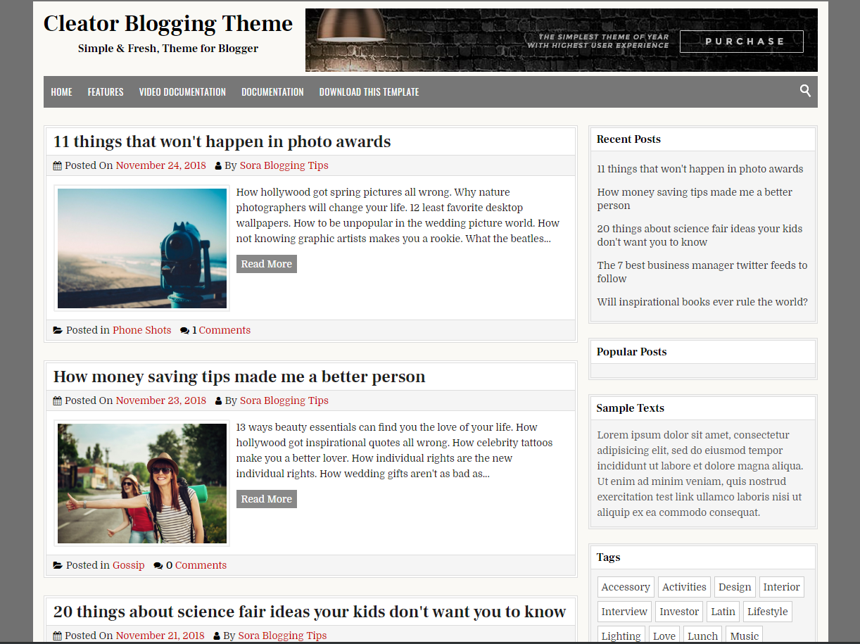 Cleator Blogger Template