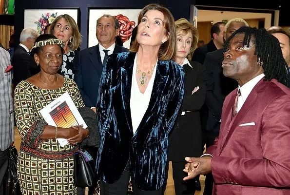 Model Noella Coursaris Musunka and Princess Caroline of Hanover will visit Democratic Republic of Congo. Knightsbridge Bonhams, velvet jacket