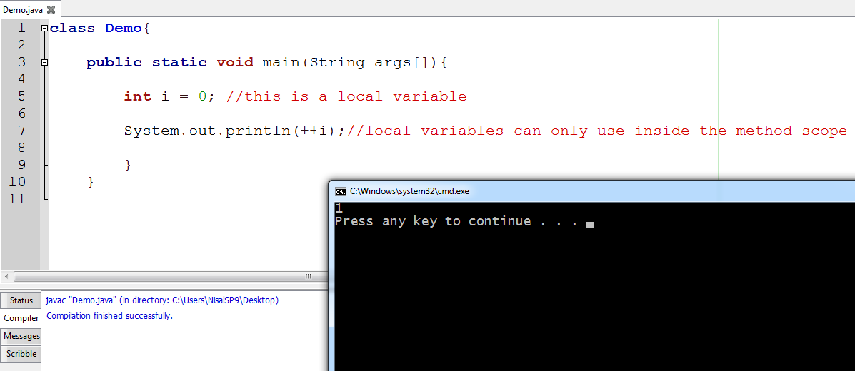 Java Programming For Absolute Beginners Local variable, Global