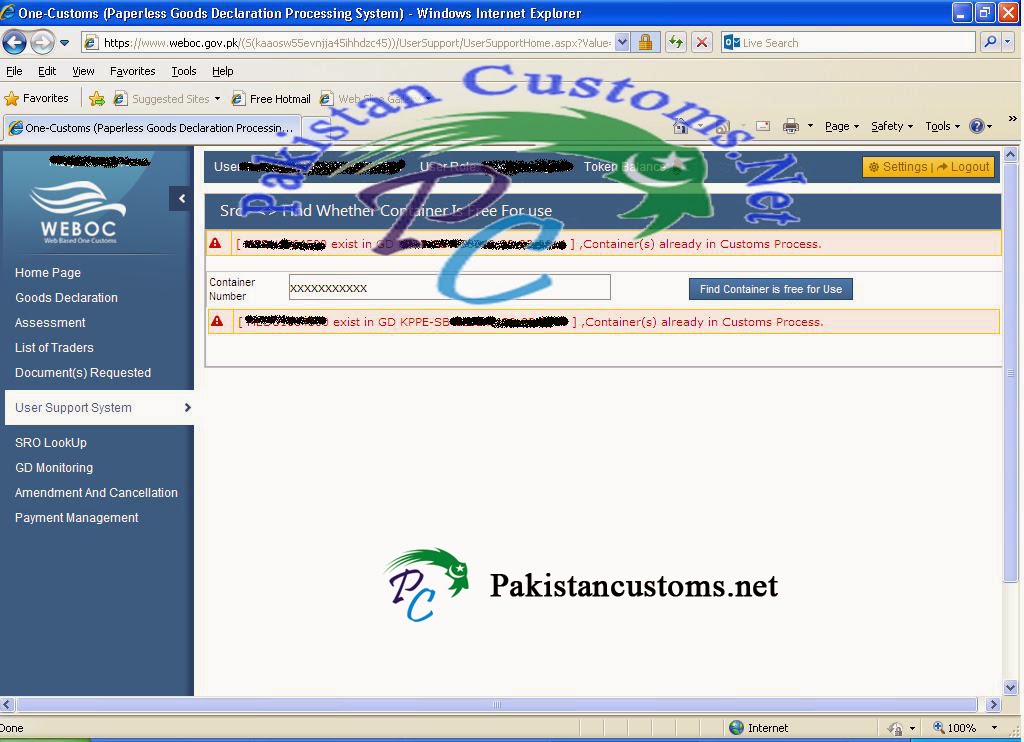 Container is Free For Re-Use in WeBoc