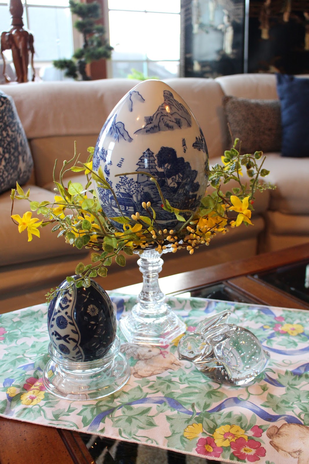 Designs by Pinky Easter Decor on the Coffee Table