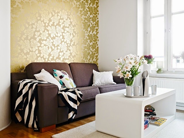 Decoración de salas con acentos dorados - Colores en Casa