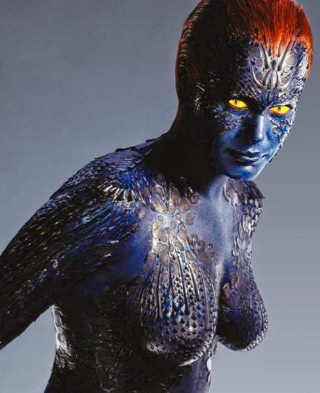 Is Mystique naked when in her blue form? - Quora
