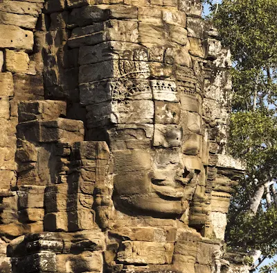 Face at Bayon Temple near Siem Reap Cambodia