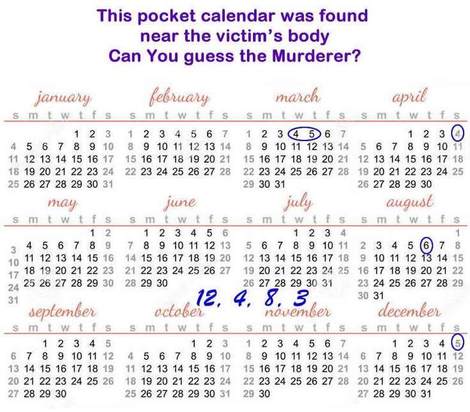 Calendar Murder Mystery Riddle Calendar Murder Mystery Riddle