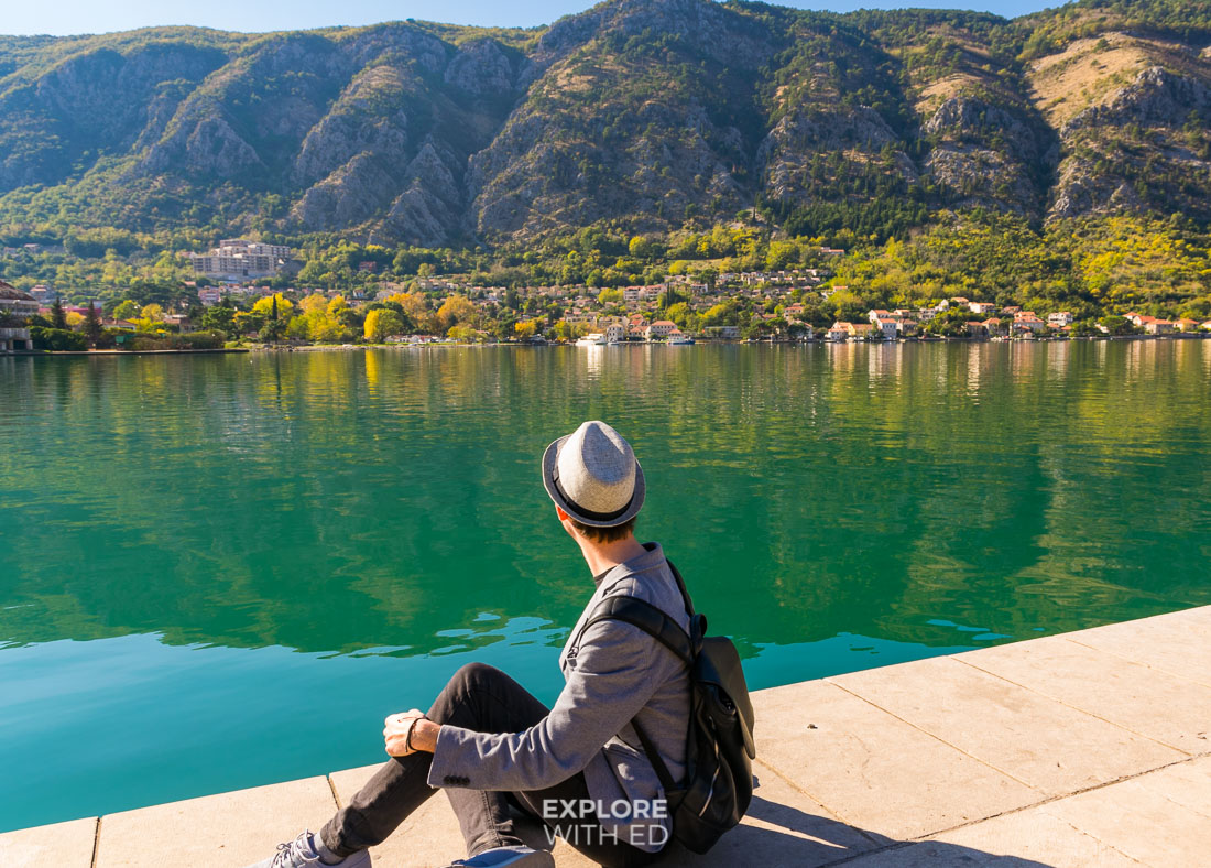 Relaxing on the water edge in the Bay of Kotor
