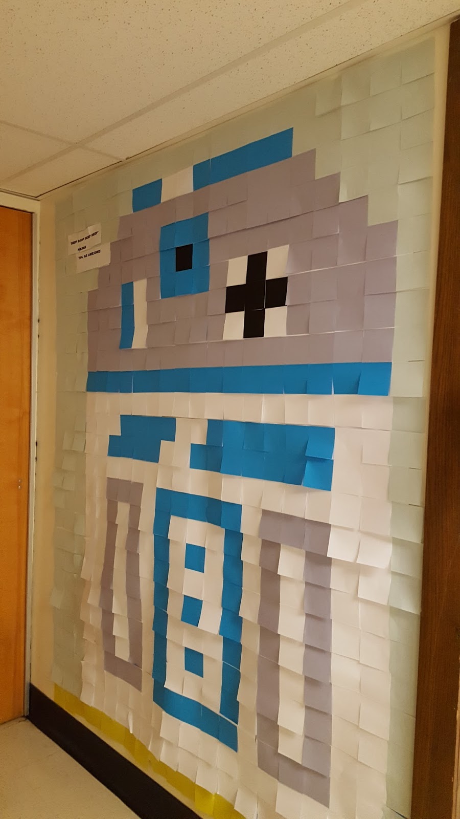 Beth's Paper Cuts Postit note Mural R2D2