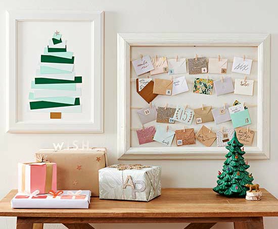 Inside The Brick House Don T Break Bank Decorate For Christmas Cut Pale Green Mint And Forest Cardstock Into Tiered Strips Between 1 2 Inches Wide The Tree Trunk Star From Gold