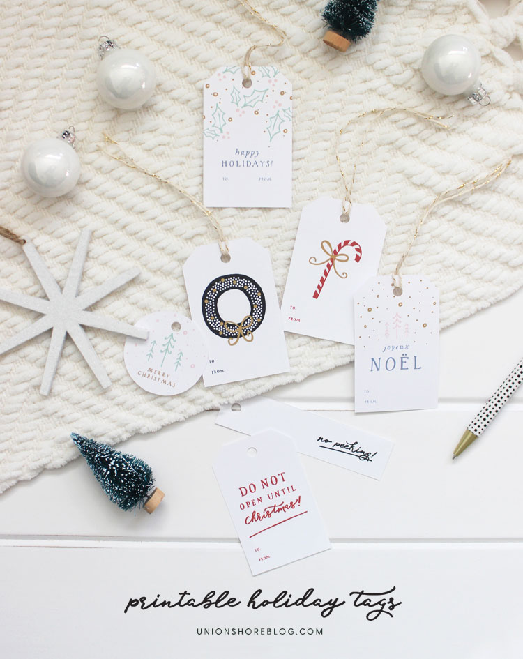 Free Printable Holiday Gift Tags by Union Shore Blog