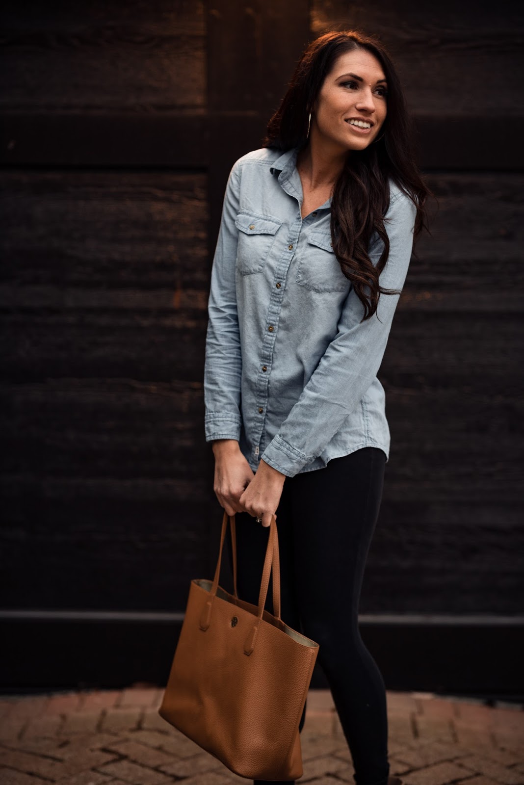 Chambray Shirt + Leggings Where your heart is now
