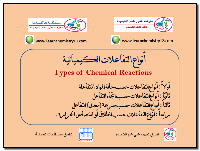 رسالة الماجستير عن التفاعلات الكيميائية